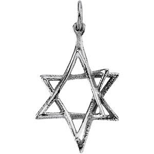 Star of David 14k White Gold Pendant (Made in Holy Land)