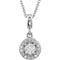 Diamond Halo-Style Necklace, Rhodium-Plated 14k White Gold, 18" (0.25 Ctw, Color G-H, Clarity I1)