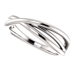 Platinum Free-Form Abstract Criss Cross Ring