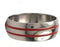 Red Grooved 8mm Comfort-Fit Titanium Wedding Band