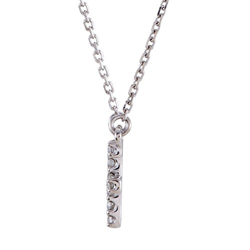 Diamond Initial 'F' Rhodium Plate 14K White Gold (1/6 Cttw, GH Color, l1 Clarity), 16.25"