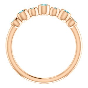 Blue Zircon 7-Stone 3.25mm Ring, 14k Rose Gold, Size 6