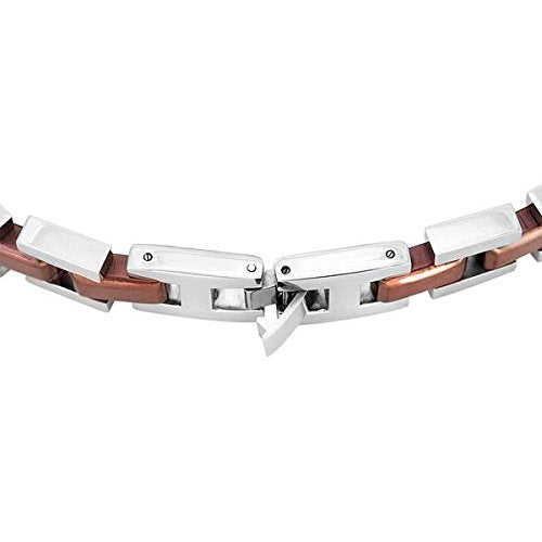 Men's Petite Satin Finish Brown Ion Plated Link Bracelet, Stainless Steel, 8.5"