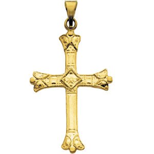 Fleury Cross 14k Yellow Gold Pendant (28X19MM)