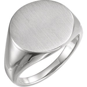 Men's Platinum Brushed Signet Ring (18mm)