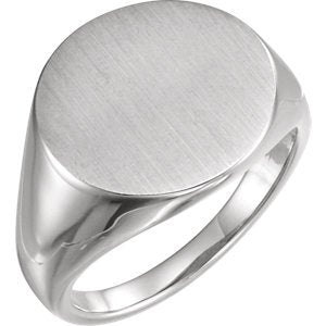 Men's Sterling Silver Brushed Signet Ring (18mm) Size 13.5