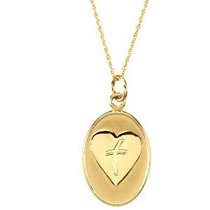 Loss of a Father 14k Yellow Gold Pendant Necklace, 18" (21X15.20 MM)