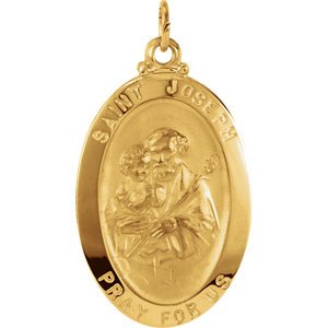 14k Yellow Gold St. Joseph Oval Medal (25x18 MM)