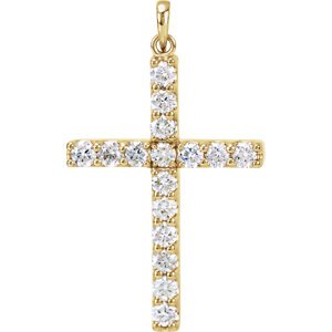 Diamond Cross Pendant, 14k Yellow Gold (1.6 Ctw, Color GH, Clarity I1)
