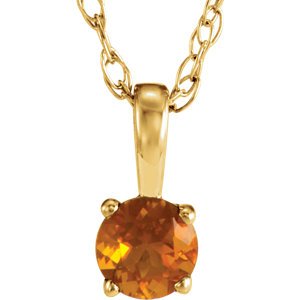 Children's Citrine Birthstone 14k Yellow Gold Pendant Necklace, 14"