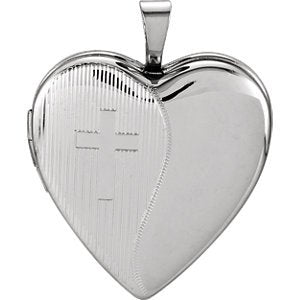 Heart Cross Sterling Silver Heart Locket Pendant (20.50X19 MM)