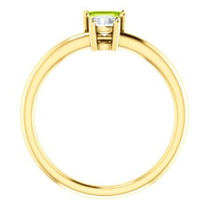 Peridot and Sapphire Two-Stone Ring, 14k Yellow Gold, Size 7