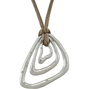 Diamond Triangle Pendant in Sterling Silver with Brown Cord, 18" (1/5 Cttw)
