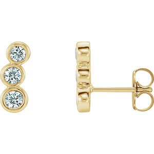 Diamond Three-Stone Ear Climbers, 14k Yellow Gold (.5 Ctw, G-H Color, I1 Clarity)