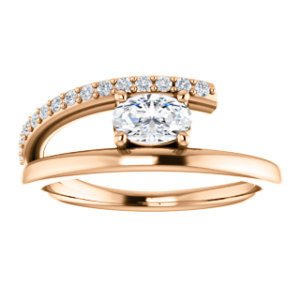 White Sapphire and Diamond Bypass Ring, 14k Rose Gold (.125 Ctw, G-H Color, I1 Clarity)