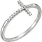 Diamond Sideways Cross Rhodium Plated 14k White Gold Ring, Size 7.5