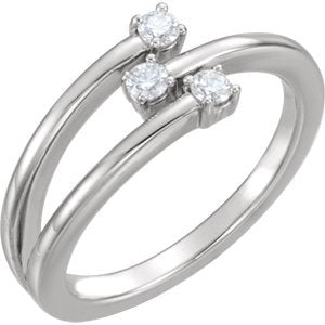 3-Stone Diamond Past, Present, Future Ring, Rhodium-Plated 14k White Gold, Size 7 (.20 Ctw, GH Color, I1 Clarity)