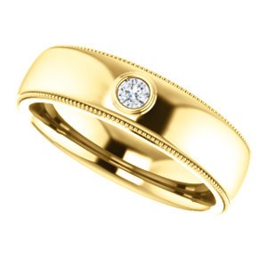 Men's 14k Yellow Gold Diamond 6.8mm Milgrain Band (.16 Ctw, Color G-H, SI2-SI3 Clarity) Size 10