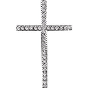 Diamond Latin Cross Pendant, 14k White Gold (.5 Ctw, H+ Color, I1 Clarity)