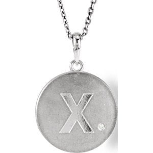 Diamond Letter 'X' Initial Sterling Silver Pendant Necklace, 18" (.005 Ct, GH Color, I2 Clarity)