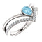Aquamarine Pear and Diamond Chevron Sterling Silver Ring (.145 Ctw, G-H Color, I1 Clarity), Size 7.5