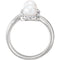 White Freshwater Cultured Pearl and Diamond Halo Ring, Rhodium-Plated 14k White Gold (5.50-6.00MM) (.16 Ctw, G-H Color, I1 Clarity), Size 8