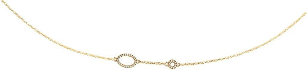 Diamond Station Necklace in Rhodium Plate 14k Yellow Gold, 24" (1/2 Cttw )