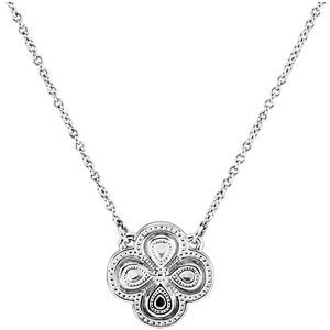 Fashion Clover Necklace in Sterling Silver 18"