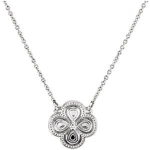 Fashion Clover Necklace in Rhodium-Plated 14k White Gold, 18"