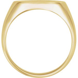 Men's Brushed Signet Ring, 18k Yellow Gold (22x20mm) Size 10.75