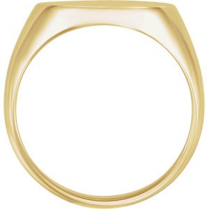 Men's Brushed Signet Ring, 18k Yellow Gold ( 18x16mm) Size 9.5