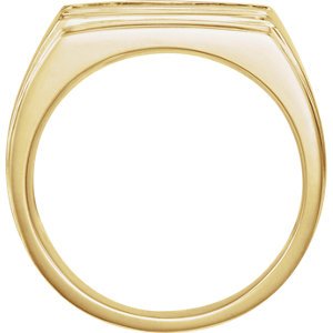 Men's 14k Yellow Gold Lattice Signet Ring (16.9x13.3) Size 10