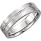 Satin Finish Grooved 6MM Comfort Fit 14k White Gold,Size 12