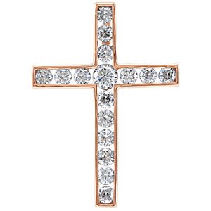 Diamond Coticed Cross 14k Rose Gold Pendant (.25 Ctw, G-H Color, I1 Clarity)