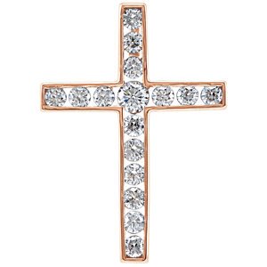 Diamond Coticed Cross 14k Rose Gold Pendant (1 Ctw, G-H Color, I1 Clarity)