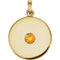 Round Citrine Disc Pendant, 14k Yellow Gold