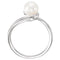 Platinum White Freshwater Cultured Pearl Bypass Ring (6.5-7.00mm) Size 7