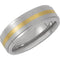 7mm Titanium and 14k Yellow Gold Beveled Satin Comfort Fit Band Sizes 8 to 13