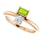 Peridot and Sapphire Two-Stone Ring, 14k Rose Gold, Size 7