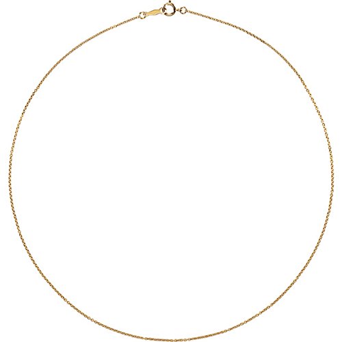 14k Yellow Gold 1mm Solid Cable Chain Necklace, 16"