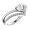 White Sapphire Pear and Diamond Chevron Sterling Silver Ring (.145 Ctw,G-H Color, I1 Clarity)