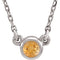 Citrine Solitaire Rhodium Plate 14k White Gold Pendant Necklace, 16"