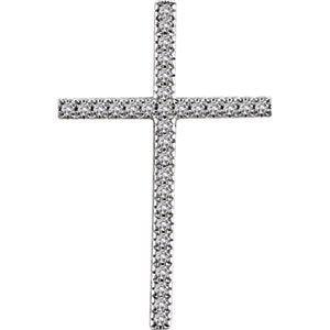 Diamond Latin Cross Pendant, 14k White Gold (.75 Ctw, H+ Color, I1 Clarity)