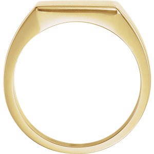 Men's Brushed Signet Semi-Polished 14k Yellow Gold Ring (16mm) Size 6