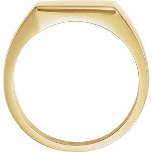 Men's Brushed Signet Semi-Polished 14k Yellow Gold Ring (12mm) Size 6