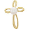 White Freshwater Cultured Pearl Cross 14k Yellow Gold Pendant (4-4.5MM)