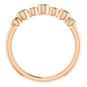 Created Chatham Emerald 7-Stone 3.25mm Ring, 14k Rose Gold