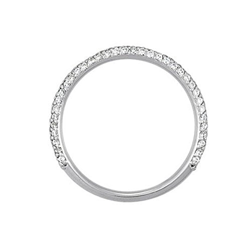 Pave Diamond Anniversary Ring, 2.20MM Rhodium-Plated 10k White Gold, Size 7 (.50 Ctw, GH, SI2-SI3)