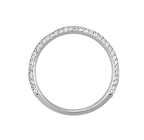 Rhodium-Plated 14k White Gold Pave Diamond 2.20mm Stacking Band, Size 7 (.50 Ctw, Color GH, Clarity I2)