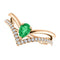 Emerald Pear and Diamond Chevron 14k Rose Gold Ring (.145 Ctw, G-H Color, I1 Clarity)